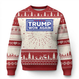 Trump Won Again 2024 Ugly Christmas Sweater TS09 Red Print Your Wear