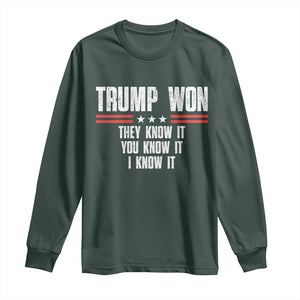 Trump Won 2024 Long Sleeve Shirt They Know It I Know It You Know It TS09 Dark Forest Green Print Your Wear