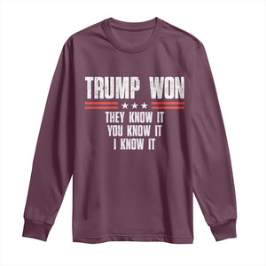 Trump Won 2024 Long Sleeve Shirt They Know It I Know It You Know It TS09 Maroon Print Your Wear