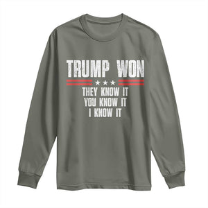 Trump Won 2024 Long Sleeve Shirt They Know It I Know It You Know It TS09 Military Green Print Your Wear