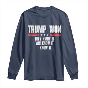 Trump Won 2024 Long Sleeve Shirt They Know It I Know It You Know It TS09 Navy Print Your Wear