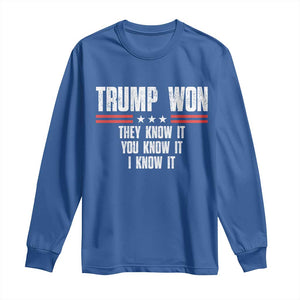 Trump Won 2024 Long Sleeve Shirt They Know It I Know It You Know It TS09 Royal Blue Print Your Wear