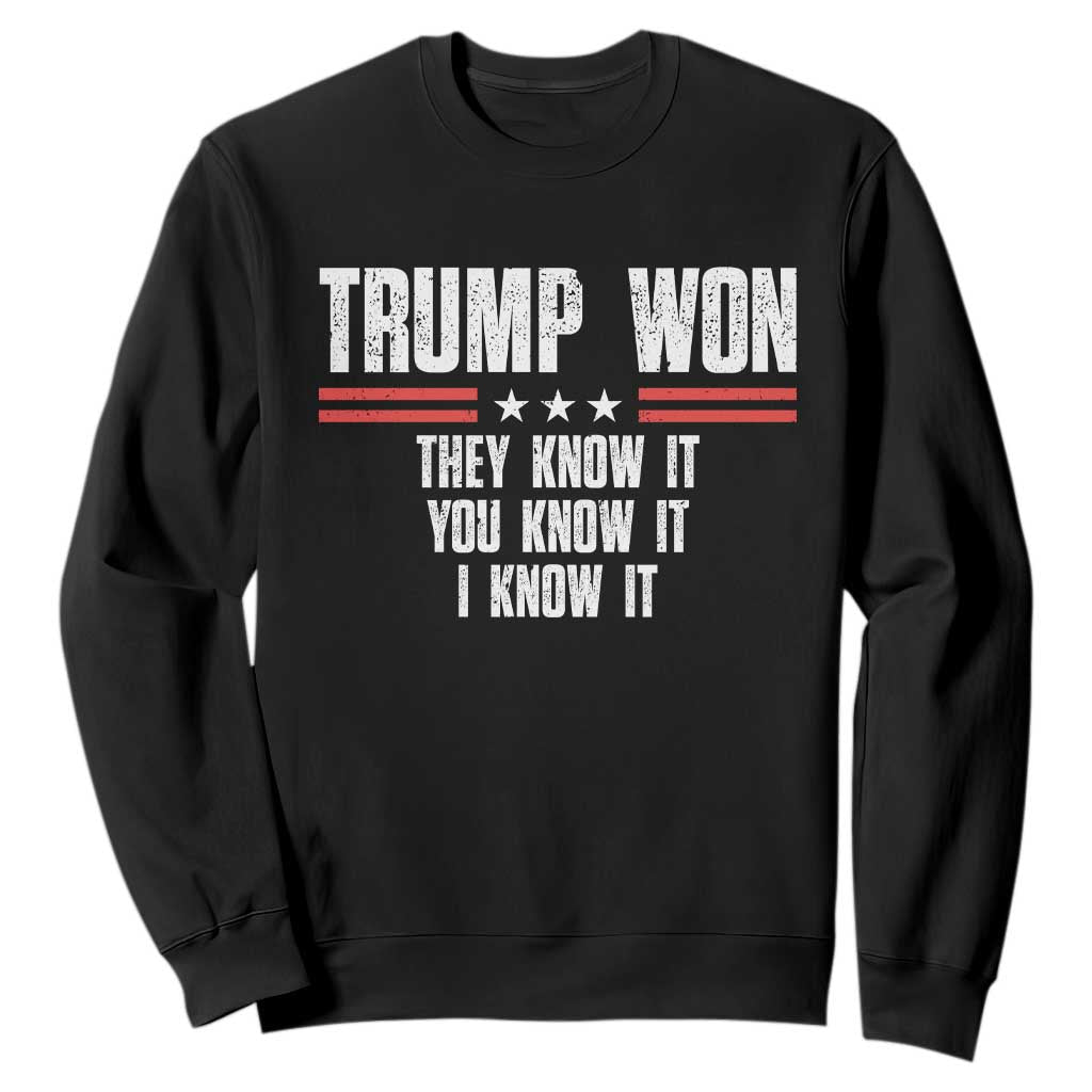 Trump Won 2024 Sweatshirt They Know It I Know It You Know It TS09 Black Print Your Wear