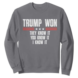 Trump Won 2024 Sweatshirt They Know It I Know It You Know It TS09 Charcoal Print Your Wear