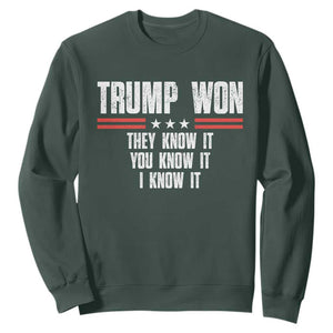 Trump Won 2024 Sweatshirt They Know It I Know It You Know It TS09 Dark Forest Green Print Your Wear