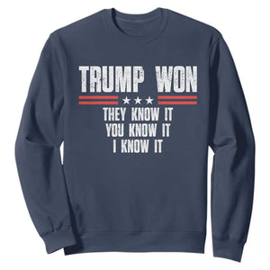 Trump Won 2024 Sweatshirt They Know It I Know It You Know It TS09 Navy Print Your Wear