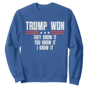 Trump Won 2024 Sweatshirt They Know It I Know It You Know It TS09 Royal Blue Print Your Wear