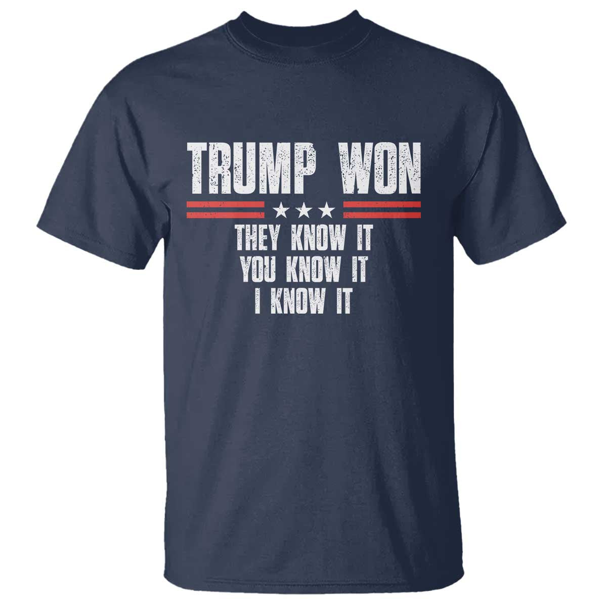 Trump Won 2024 T Shirt They Know It I Know It You Know It TS09 Navy Print Your Wear
