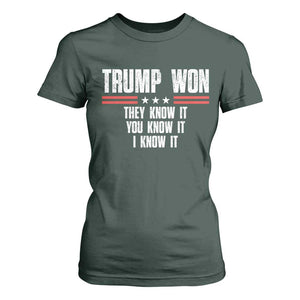 Trump Won 2024 T Shirt For Women They Know It I Know It You Know It TS09 Dark Forest Green Print Your Wear