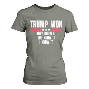 Trump Won 2024 T Shirt For Women They Know It I Know It You Know It TS09 Military Green Print Your Wear