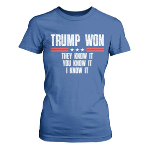 Trump Won 2024 T Shirt For Women They Know It I Know It You Know It TS09 Royal Blue Print Your Wear