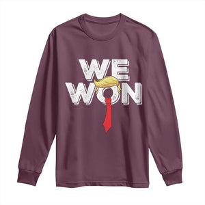 Funny Trump Won 2024 Long Sleeve Shirt 47th President American Patriotic TS09 Maroon Print Your Wear