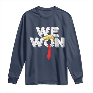 Funny Trump Won 2024 Long Sleeve Shirt 47th President American Patriotic TS09 Navy Print Your Wear