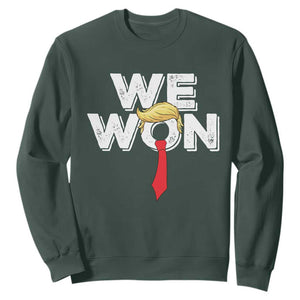 Funny Trump Won 2024 Sweatshirt 47th President American Patriotic TS09 Dark Forest Green Print Your Wear