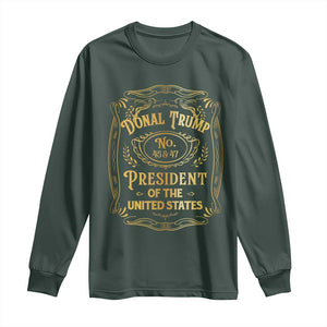 Trump 2024 Long Sleeve Shirt Old No.45 47 US President Whiskey TS09 Dark Forest Green Print Your Wear