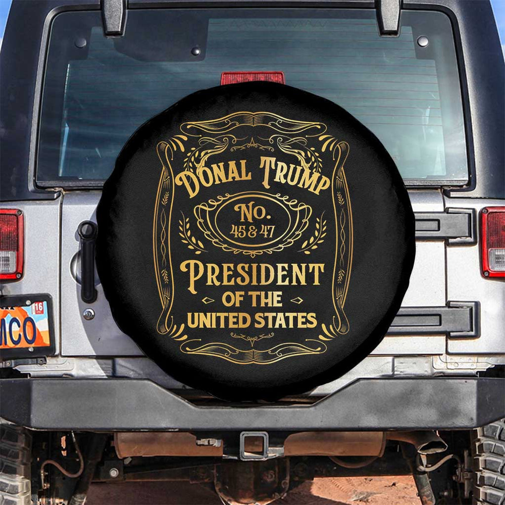 Trump 2024 Spare Tire Cover Old No.45 47 US President Whiskey TS09 No hole Black Print Your Wear