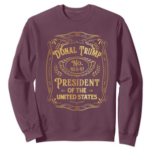 Trump 2024 Sweatshirt Old No.45 47 US President Whiskey TS09 Maroon Print Your Wear