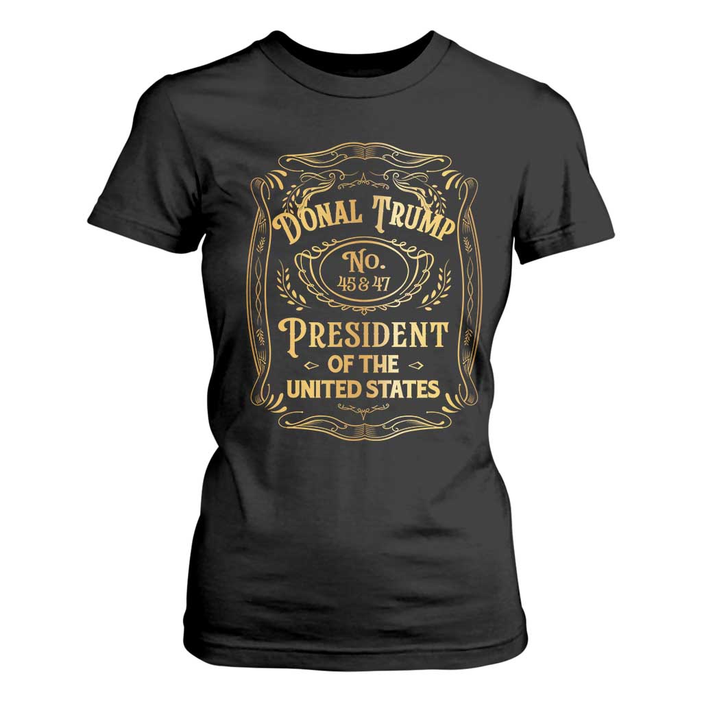 Trump 2024 T Shirt For Women Old No.45 47 US President Whiskey TS09 Black Print Your Wear