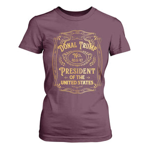 Trump 2024 T Shirt For Women Old No.45 47 US President Whiskey TS09 Maroon Print Your Wear