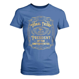 Trump 2024 T Shirt For Women Old No.45 47 US President Whiskey TS09 Royal Blue Print Your Wear