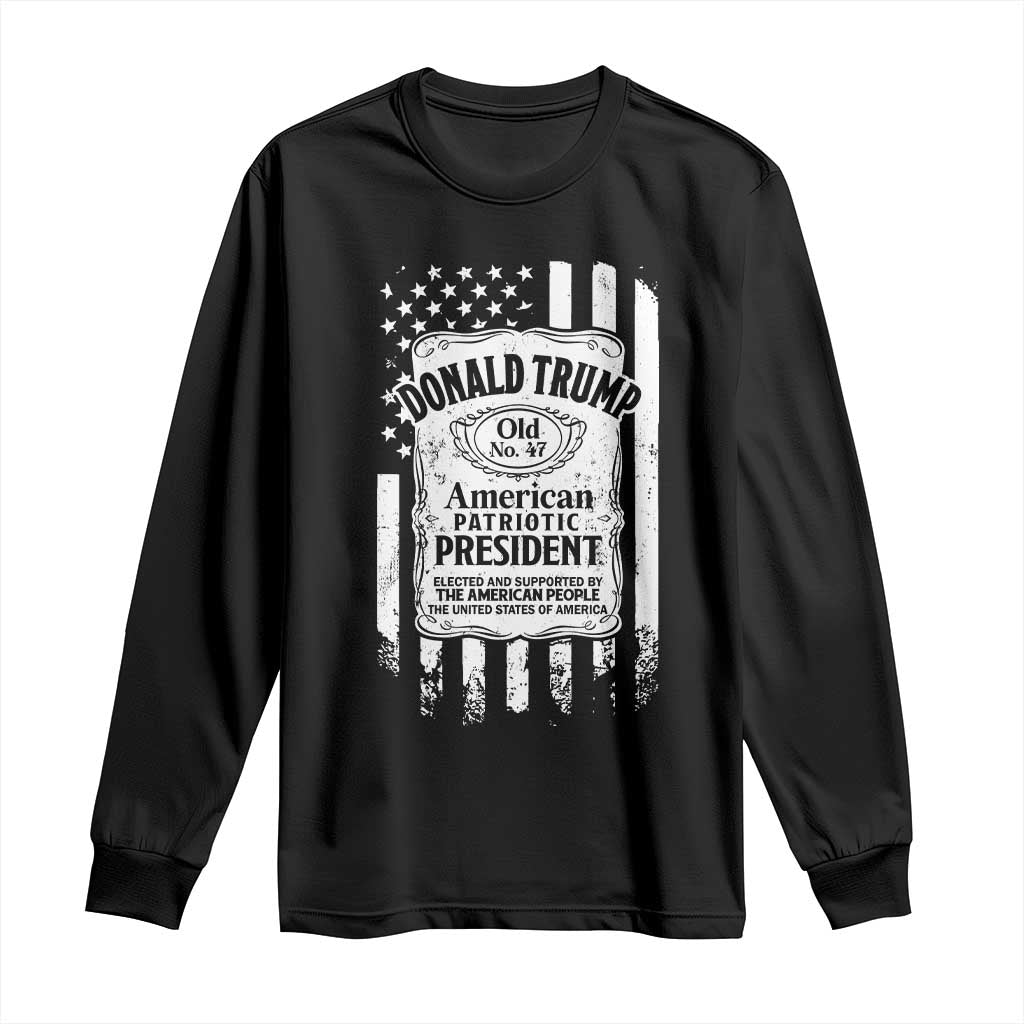 Trump 2024 Long Sleeve Shirt Old No.47 American Patriotic President TS09 Black Print Your Wear