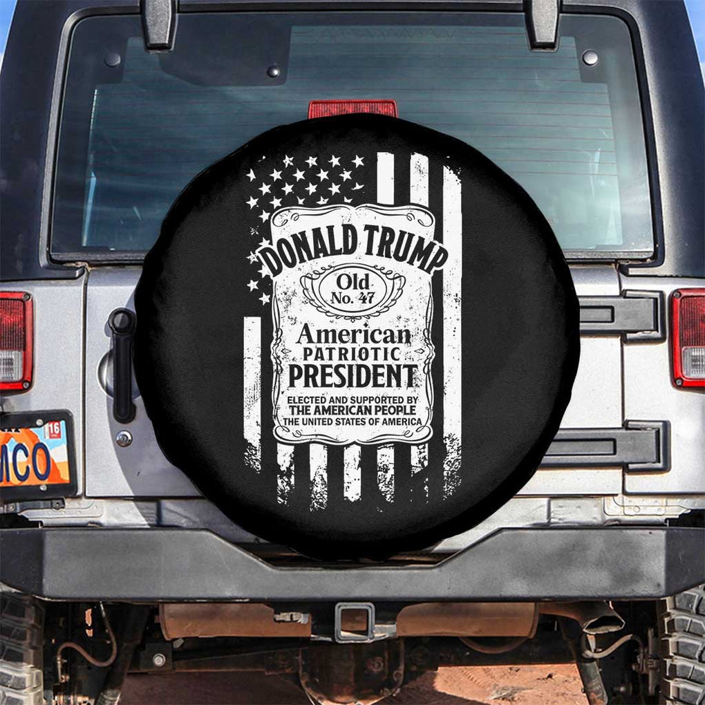 Trump 2024 Spare Tire Cover Old No.47 American Patriotic President TS09 No hole Black Print Your Wear