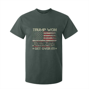 Trump Won 2024 T Shirt For Kid Get Over It American Flag We The People Patriotic TS09 Dark Forest Green Print Your Wear