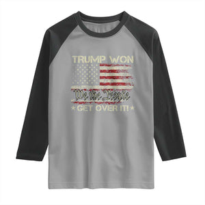 Trump Won 2024 Raglan Shirt Get Over It American Flag We The People Patriotic TS09 Sport Gray Black Print Your Wear