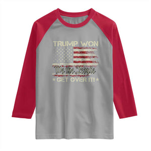 Trump Won 2024 Raglan Shirt Get Over It American Flag We The People Patriotic TS09 Sport Gray Red Print Your Wear