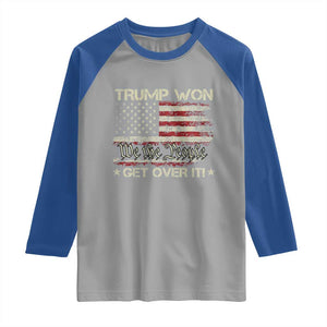 Trump Won 2024 Raglan Shirt Get Over It American Flag We The People Patriotic TS09 Sport Gray Royal Print Your Wear