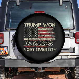 Trump Won 2024 Spare Tire Cover Get Over It American Flag We The People Patriotic TS09 No hole Black Print Your Wear