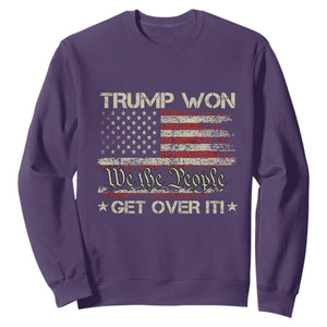 Trump Won 2024 Sweatshirt Get Over It American Flag We The People Patriotic TS09 Purple Print Your Wear