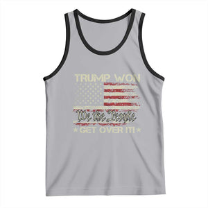 Trump Won 2024 Tank Top Get Over It American Flag We The People Patriotic TS09 Athletic Heather Black Print Your Wear