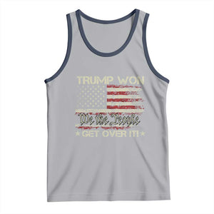 Trump Won 2024 Tank Top Get Over It American Flag We The People Patriotic TS09 Athletic Heather Navy Print Your Wear