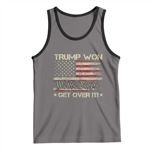 Trump Won 2024 Tank Top Get Over It American Flag We The People Patriotic TS09 Deep Heather Black Print Your Wear