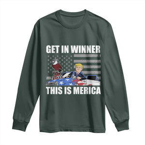 Funny Trump Won 2024 Long Sleeve Shirt Get In Winner This Is Merica TS09 Dark Forest Green Print Your Wear