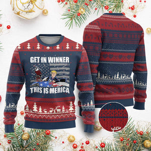 Funny Trump Won 2024 Ugly Christmas Sweater Get In Winner This Is Merica TS09 Burgundy Print Your Wear