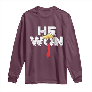 Funny Trump Won 2024 Long Sleeve Shirt He Won 47th President American Patriotic TS09 Maroon Print Your Wear