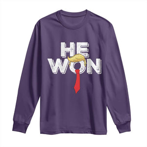 Funny Trump Won 2024 Long Sleeve Shirt He Won 47th President American Patriotic TS09 Purple Print Your Wear