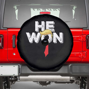 Funny Trump Won 2024 Spare Tire Cover He Won 47th President American Patriotic TS09 Black Print Your Wear