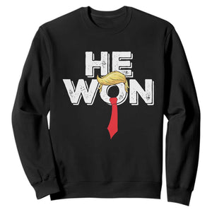 Funny Trump Won 2024 Sweatshirt He Won 47th President American Patriotic TS09 Black Print Your Wear