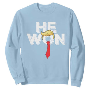 Funny Trump Won 2024 Sweatshirt He Won 47th President American Patriotic TS09 Light Blue Print Your Wear