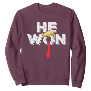 Funny Trump Won 2024 Sweatshirt He Won 47th President American Patriotic TS09 Maroon Print Your Wear