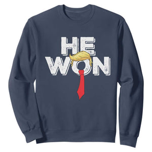 Funny Trump Won 2024 Sweatshirt He Won 47th President American Patriotic TS09 Navy Print Your Wear