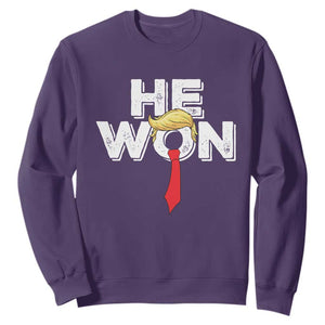 Funny Trump Won 2024 Sweatshirt He Won 47th President American Patriotic TS09 Purple Print Your Wear