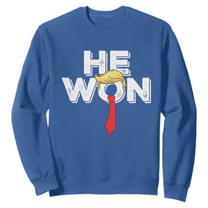 Funny Trump Won 2024 Sweatshirt He Won 47th President American Patriotic TS09 Royal Blue Print Your Wear