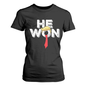 Funny Trump Won 2024 T Shirt For Women He Won 47th President American Patriotic TS09 Black Print Your Wear