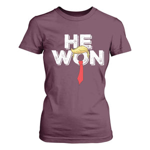 Funny Trump Won 2024 T Shirt For Women He Won 47th President American Patriotic TS09 Maroon Print Your Wear