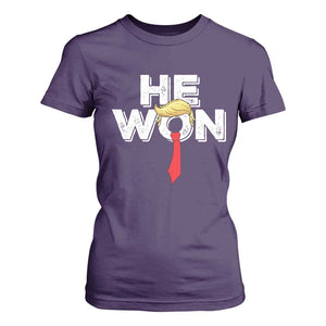 Funny Trump Won 2024 T Shirt For Women He Won 47th President American Patriotic TS09 Purple Print Your Wear