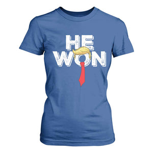 Funny Trump Won 2024 T Shirt For Women He Won 47th President American Patriotic TS09 Royal Blue Print Your Wear